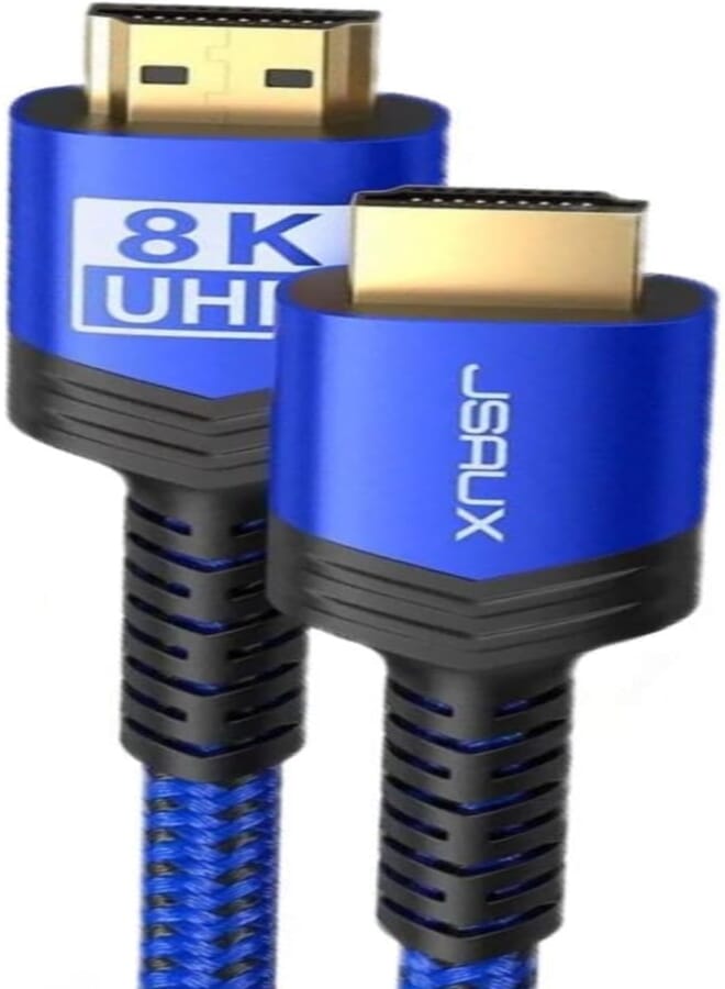 JSAUX Model cv0011 8K@60Hz 4K @120HZ HDMI to HDMI Aluminum Alloy Cable 3M blue/1-Pack